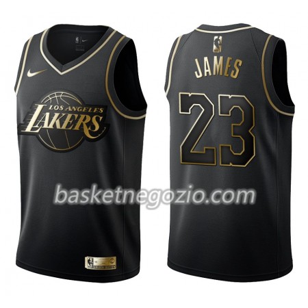 Canotte Uomo Los Angeles Lakers LeBron James 23 Nike Nero Golden Edition Swingman